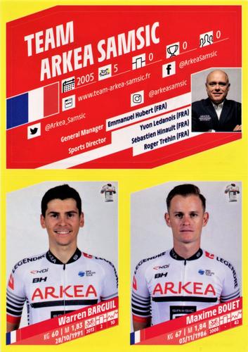 2019 Panini Tour de France Update #A1-A3 Team Arkea Samsic / Warren Barguil / Maxime Bouet Front
